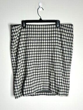J. Jill Ponte Gray Black Plaid Pull On Pencil Skirt Career Stretch Preppy Sz 2X